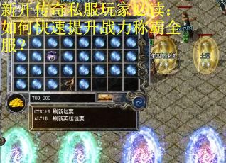 新开传奇私服玩家必读：如何快速提升战力称霸全服？